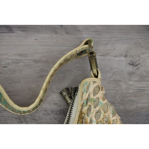 Babee D by Dayme Weaved Leather Shoulder Bag Purse with Buckle Turquoise - Picture 5 of 11